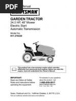 Craftsman Garden Tractor 24.0 HP, 48" Mower