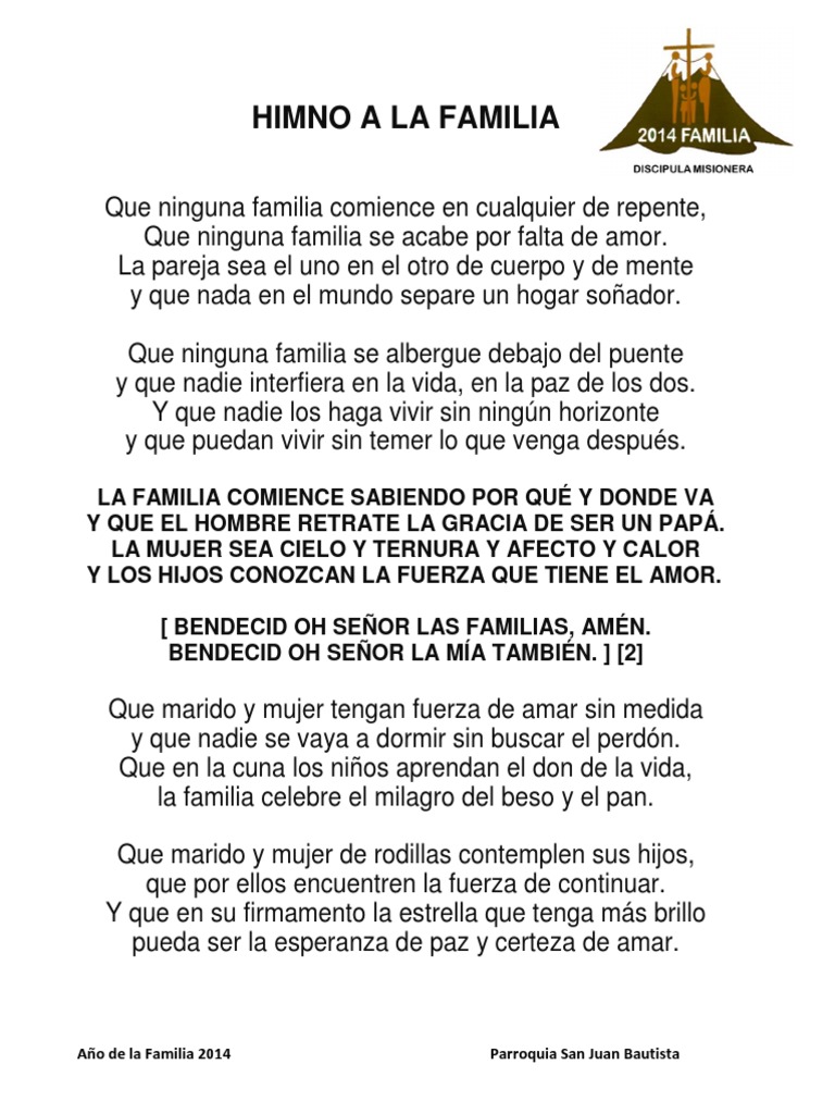Imprimir Himno A La Familia