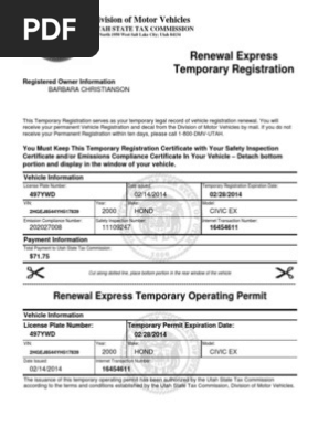 Temporary Registration 2