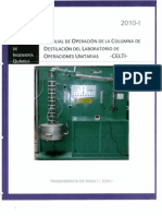 Manual de Operaciones de La Columna de Destilacion Del Laboratorio de Operaciones Unitarias PDF
