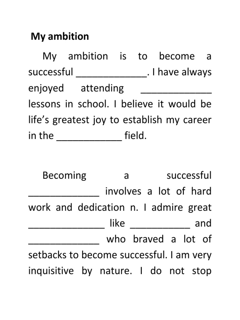 Ambition in life essay