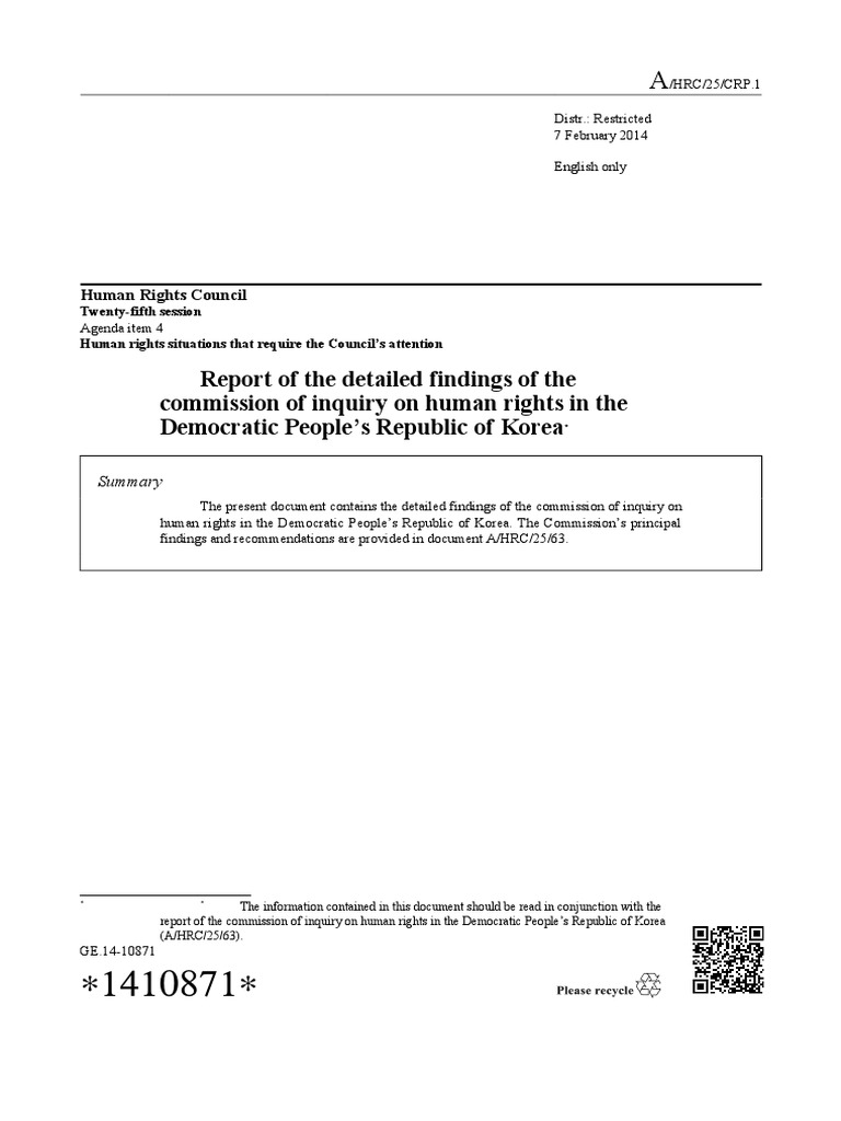 UN Detailed Findings On North Korea | PDF | Law