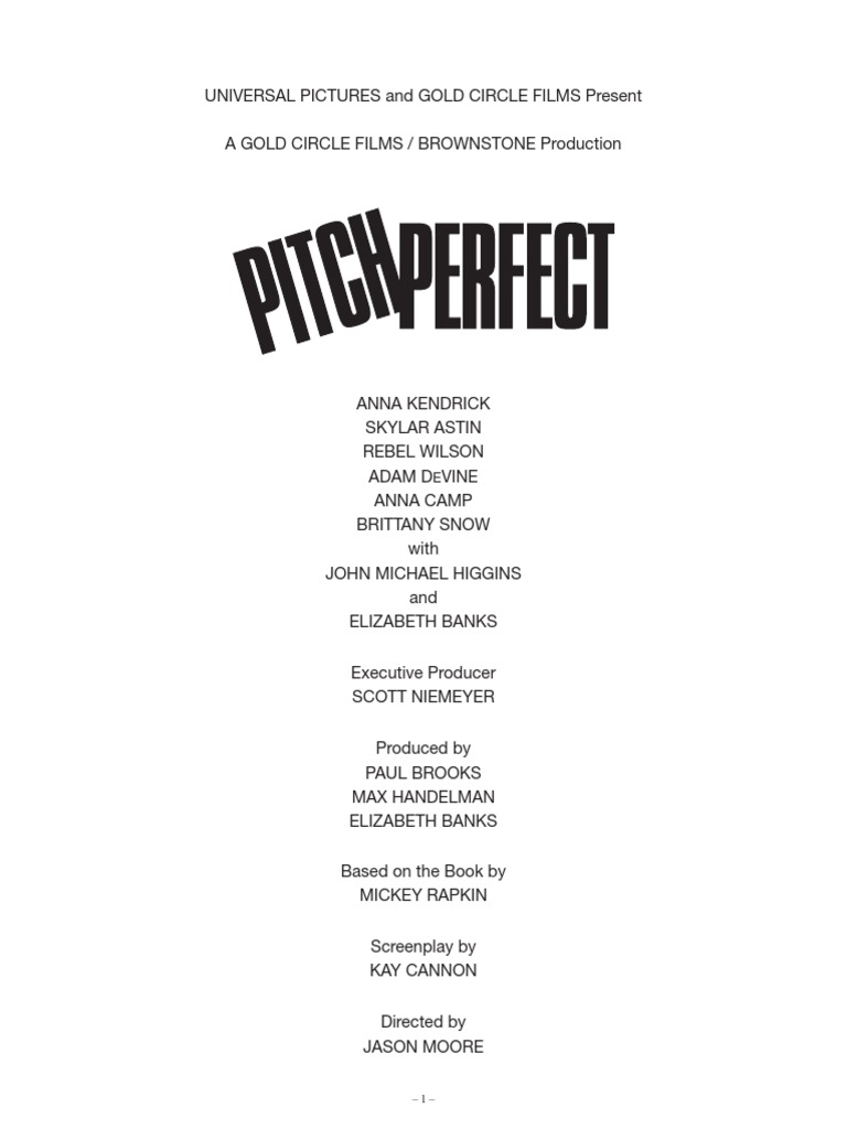 Pitch Perfect Production Notes PDF Leisure Entertainment (General)