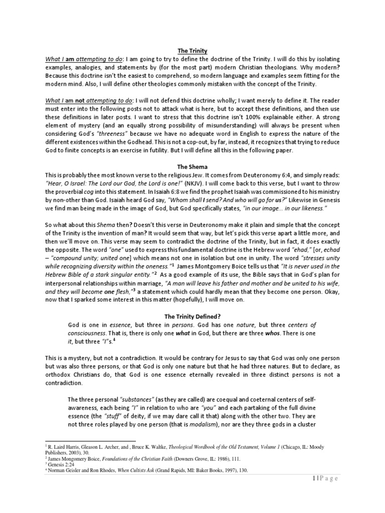 Apologetics Trinity Defined Pdf God The Father Trinity