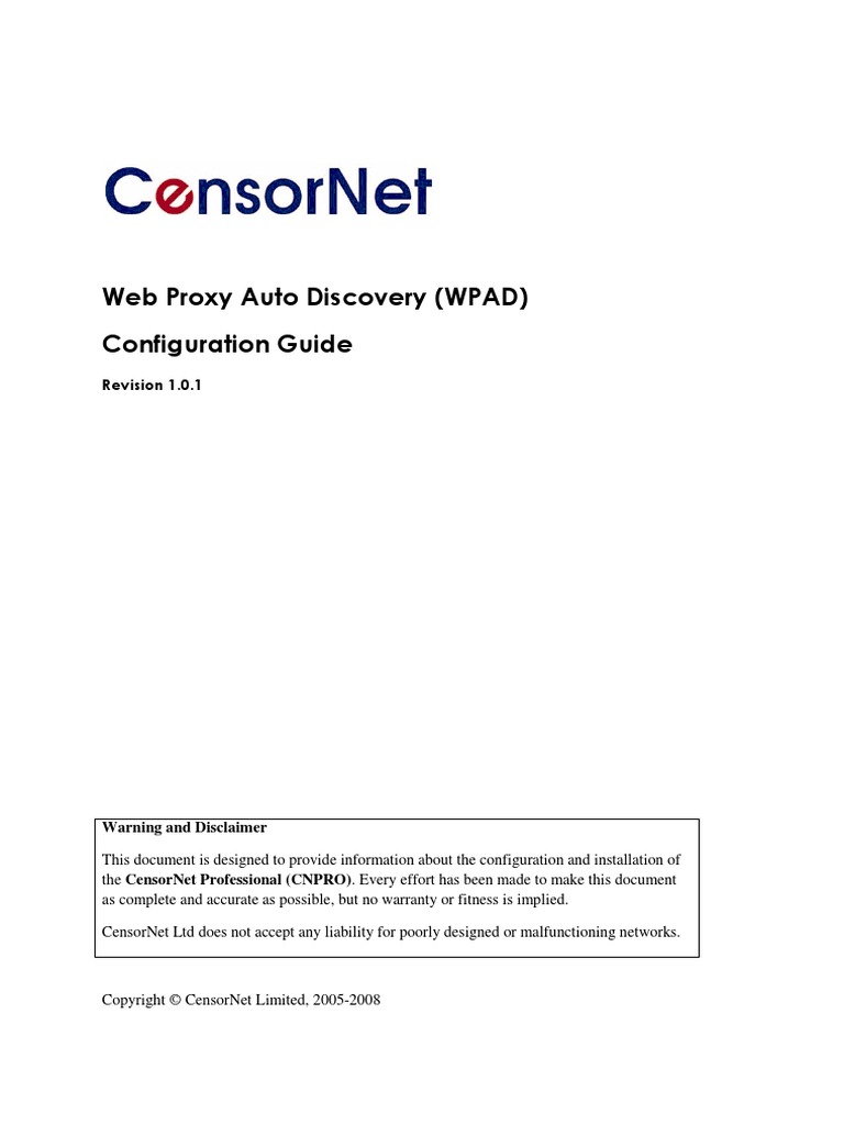 WPAD Configuration Guide | PDF | Proxy Server | Information Technology ...