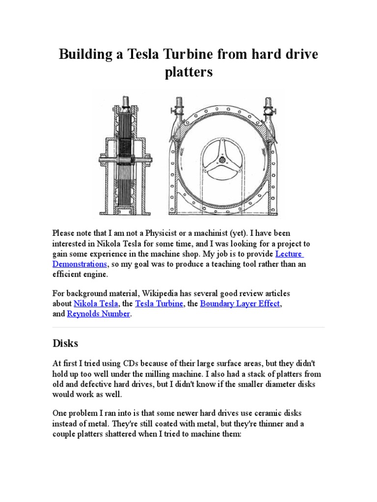 Build a Tesla Turbine from Hard Drive Platters | PDF | Hard Disk Drive ...