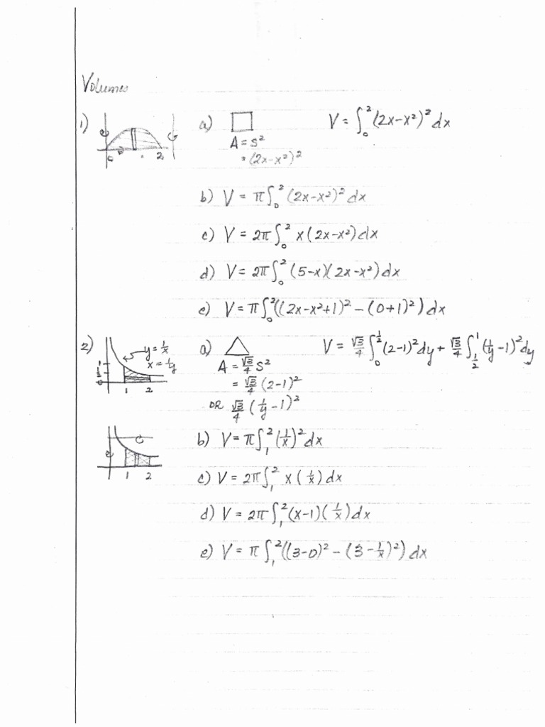 Volumes Review Worksheet Answer Key | PDF