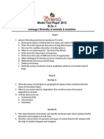 Model Test Paper 2013 B.Sc.-I: Zoology-I Diversity of Animals & Evolution