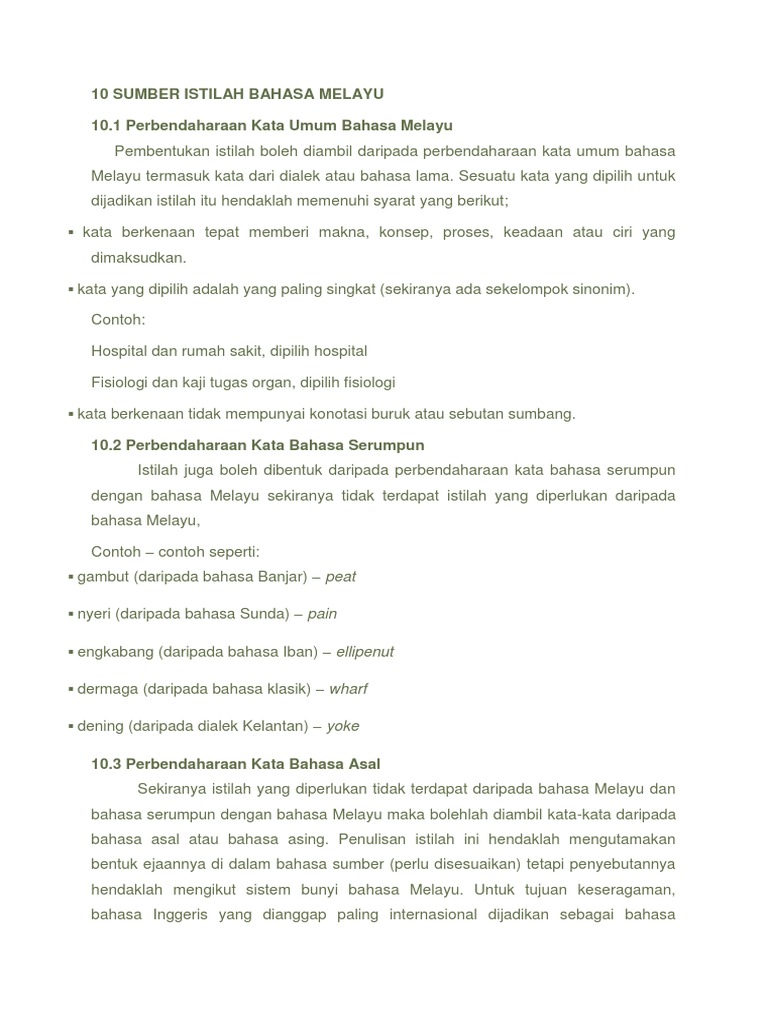 10 Sumber Istilah Bahasa Melayu  PDF