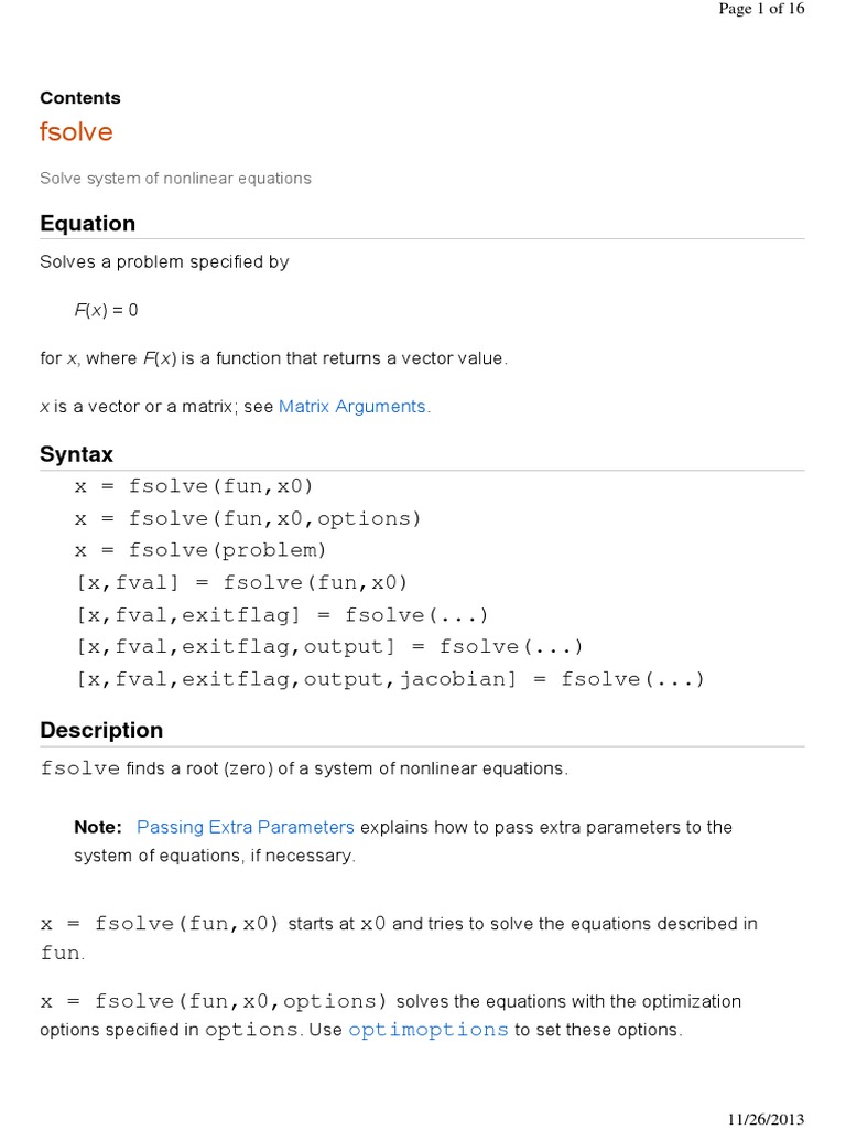 Fsolve 1 | PDF | Mathematical Optimization | Matrix (Mathematics)