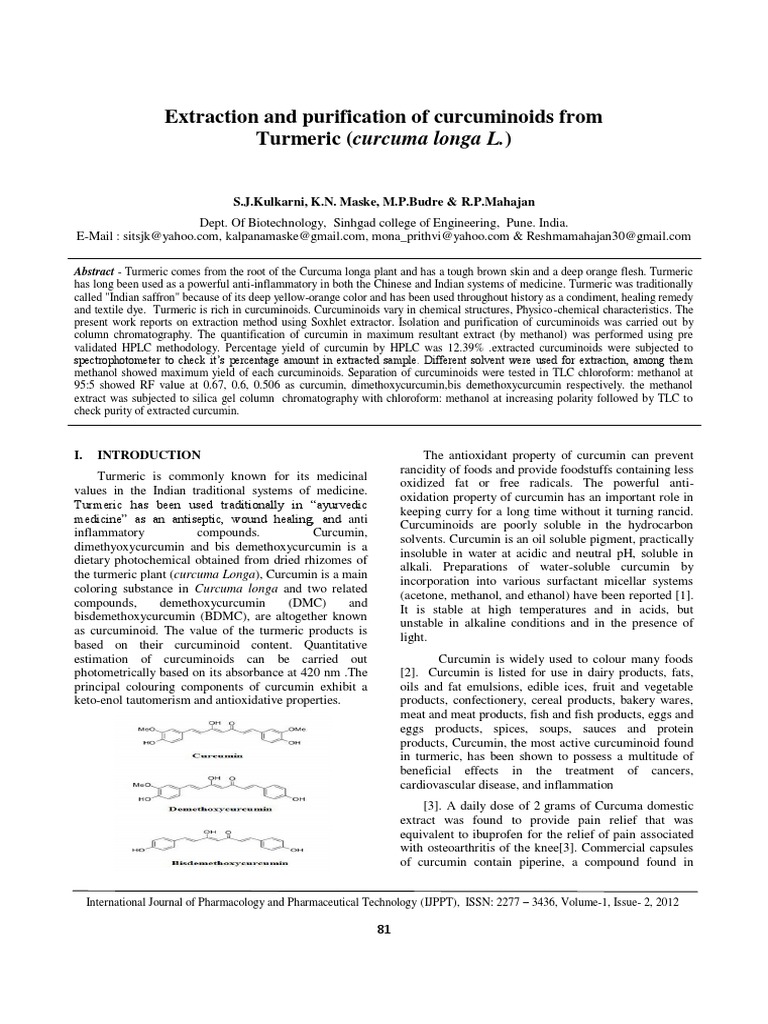 Curcumin Extraction and TLC Analysis | PDF | Thin Layer Chromatography ...