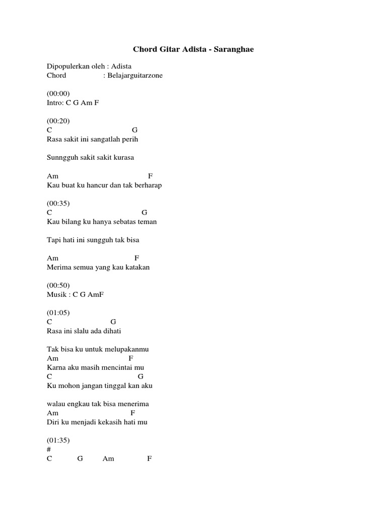 Chord Gitar Adista