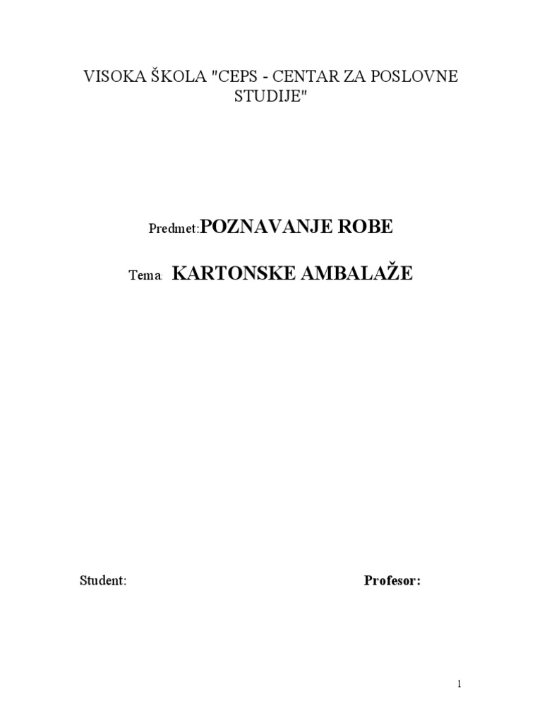 Poznavanje Robe - Kartonska Ambalaza | PDF