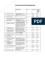 Details of The General Items For Physiology Department