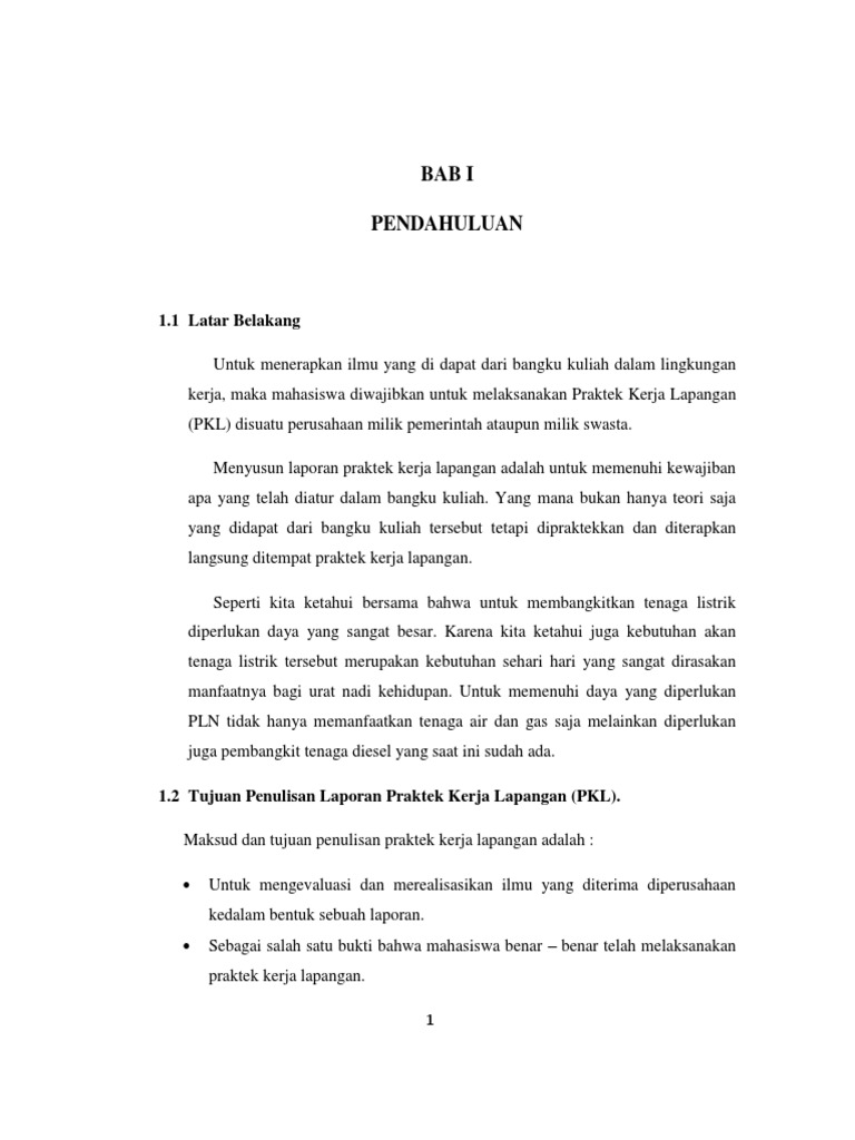 Laporan Pkl Pengoperasian Mesin Pltd