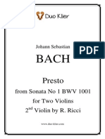 Bach - Presto For Two Violins