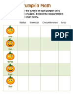 Pumpkin Math: Trace The Outline of Each Pumpkin On A Sheet of Paper. Record The Measurements in The Chart Below