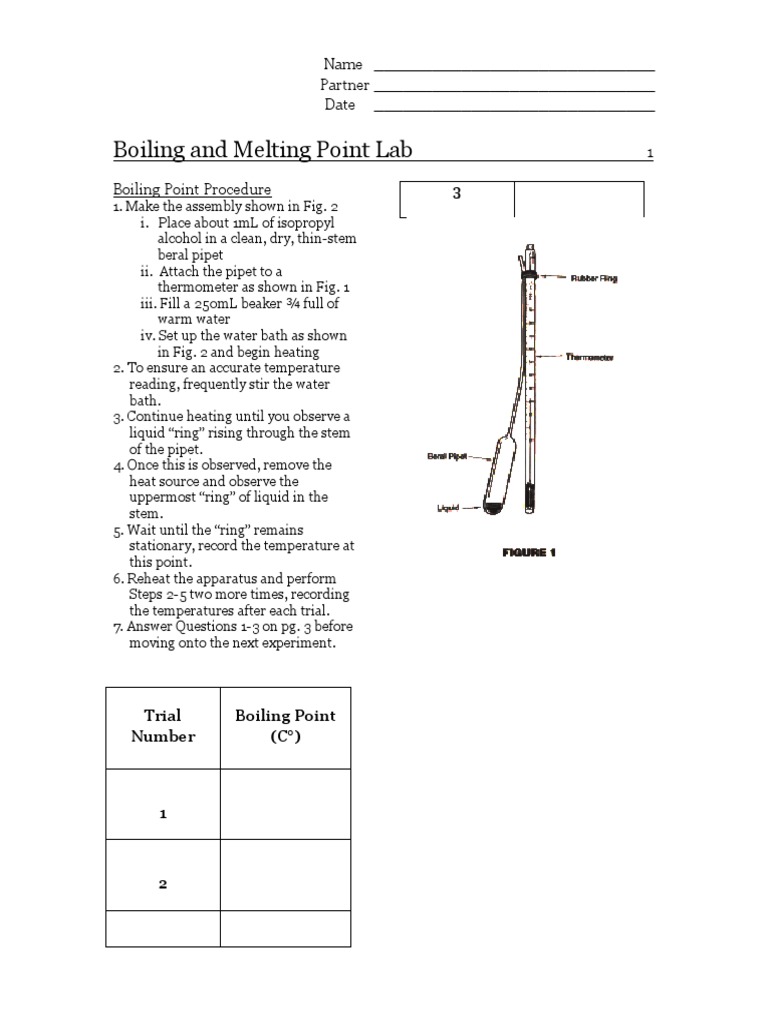 lesson 1 worksheet | Melting Point | Experiment
