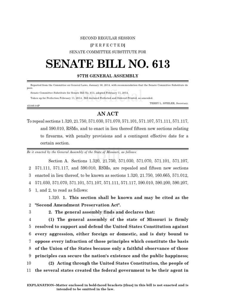 Missouri Second Amendment Preservation Act | PDF | United States ...