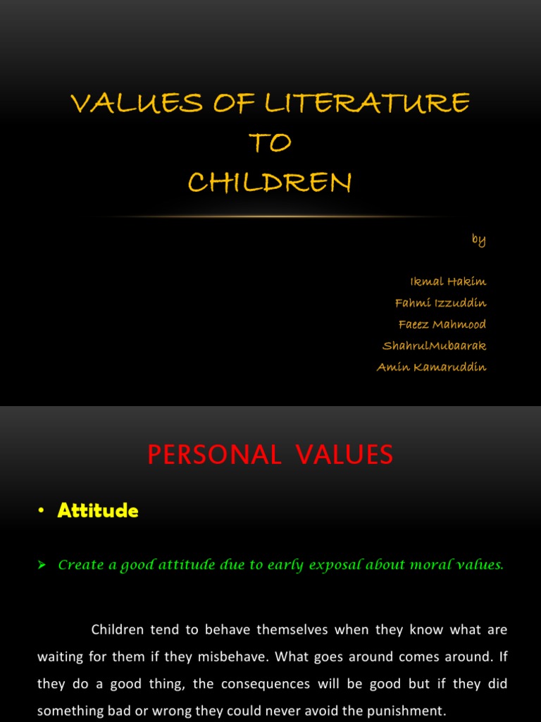 Values of Literature for Children | PDF