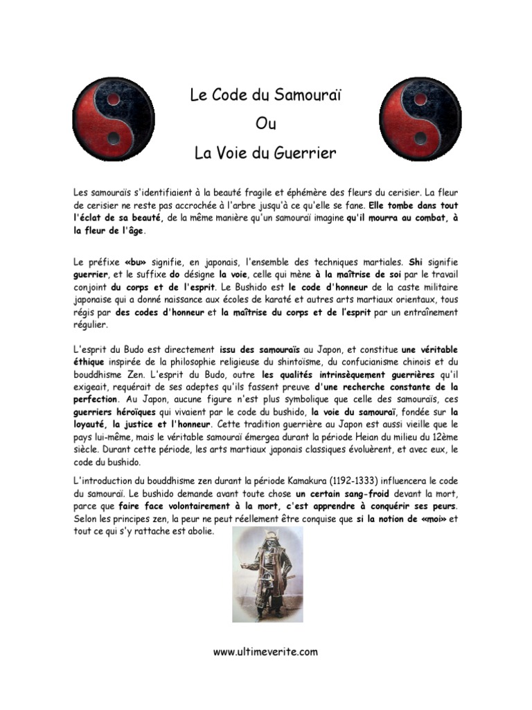Les Valeurs du Bushido: Code du Samouraï | PDF | Science | Sciences ...
