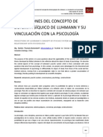 PROYECCIONES DEL CONCEPTO DE SISTEMA PSÍQUICO DE LUHMANN Y SU VINCULACIÓN CON LA PSICOLOGÍA