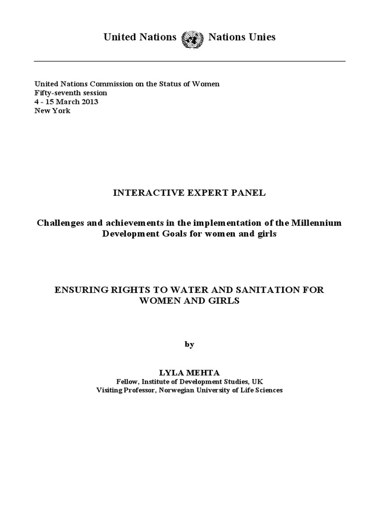 United Nations Nations Unies | PDF | Sanitation | Millennium ...