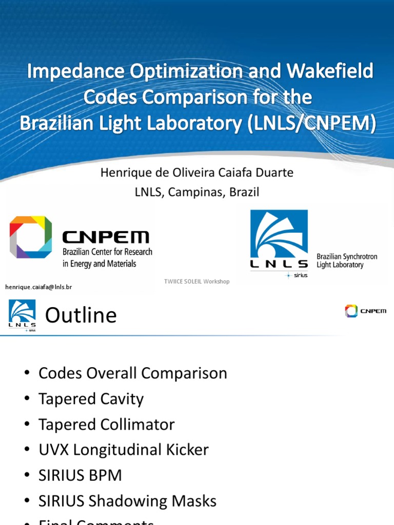 Impedance Optimization for LNLS | PDF | Waveguide | Hertz