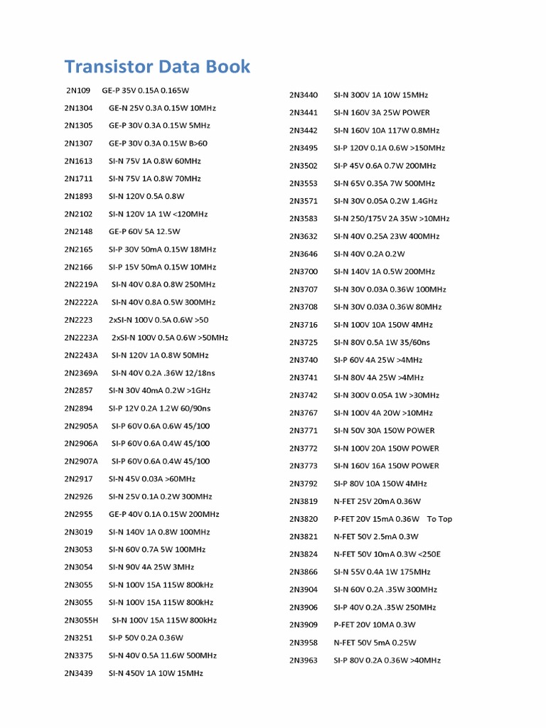 u00 Transistor Data Book. Semiconductors And Active Components Books