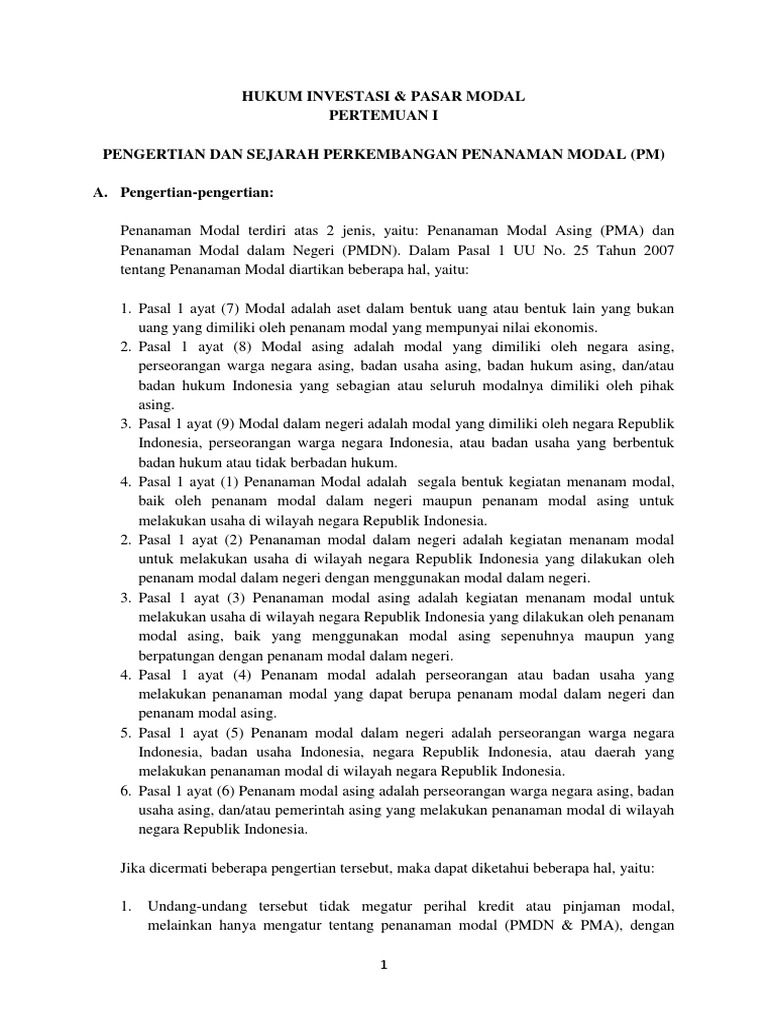 Hukum Investasi Per I