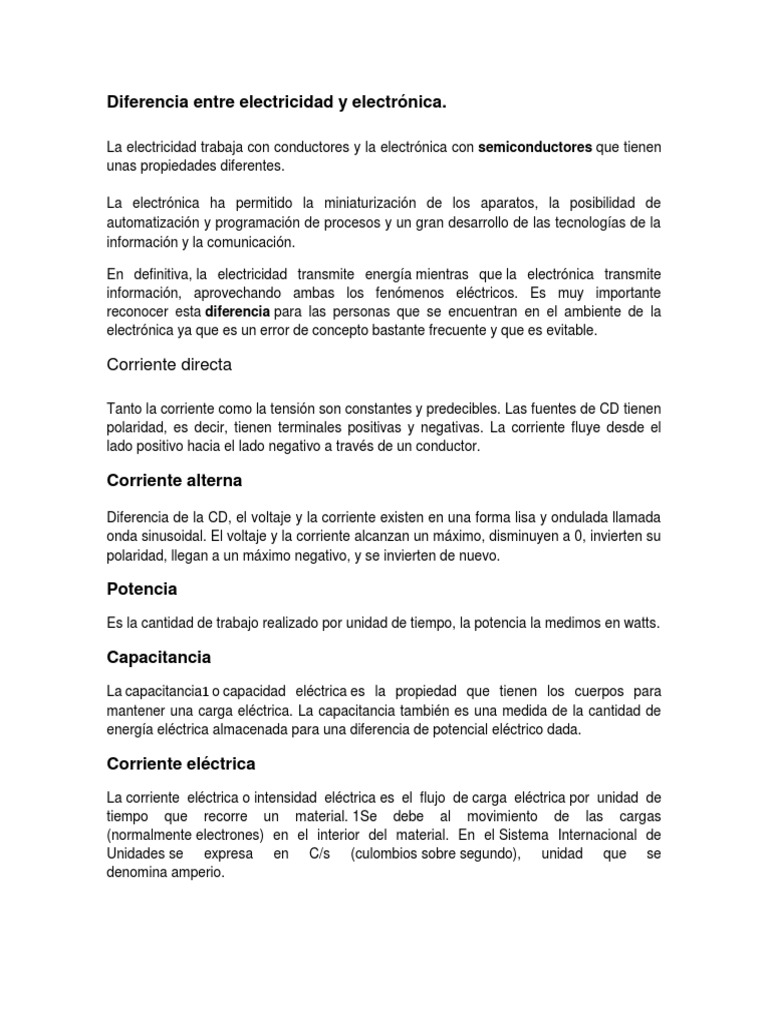 Diferencia entre electricidad y electrónica Corriente
