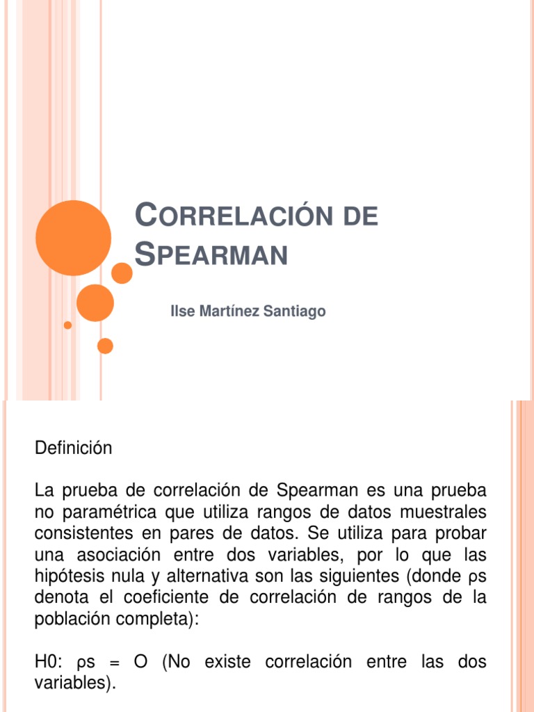 Correlación de Spearman | PDF | Coeficiente de correlación de rango de ...