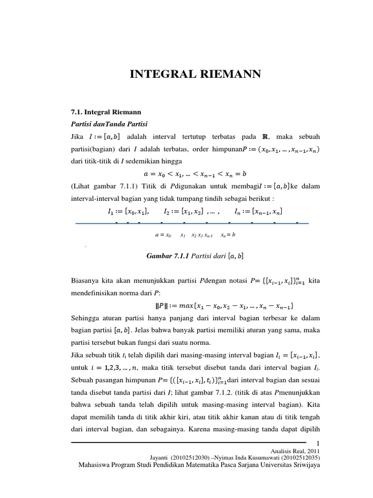 Definisi dan Teorema Integral Riemann | PDF | Metode & Bahan Ajar