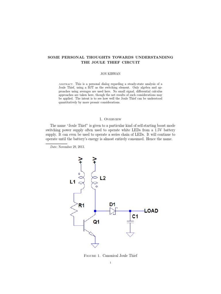 Joule Thief PDF Inductor Inductance