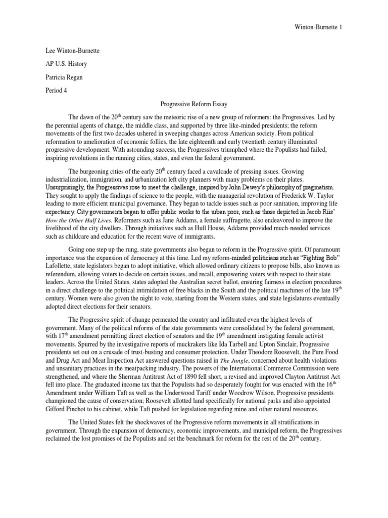 Progressive era dbq essay image