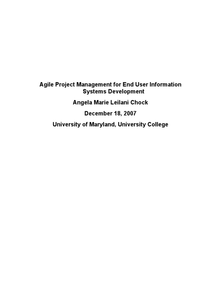 Agile Project Management For End User Information Systems Development ...