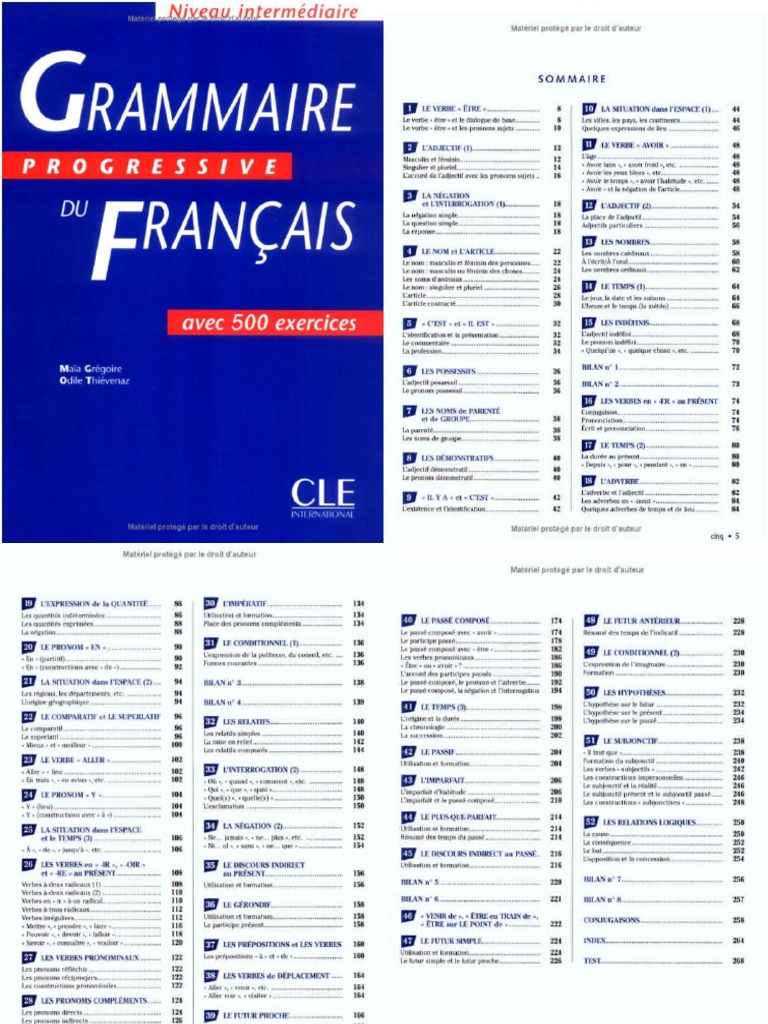 Grammaire Progressive Du Français Niveau Intermédiaire Livre + Corrigés PDF