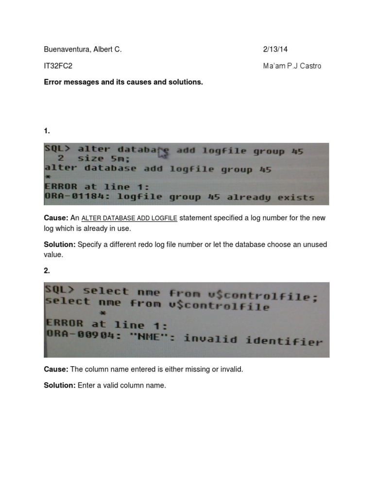 Oracle Error Codes And Solution Pdf – CJWXVR