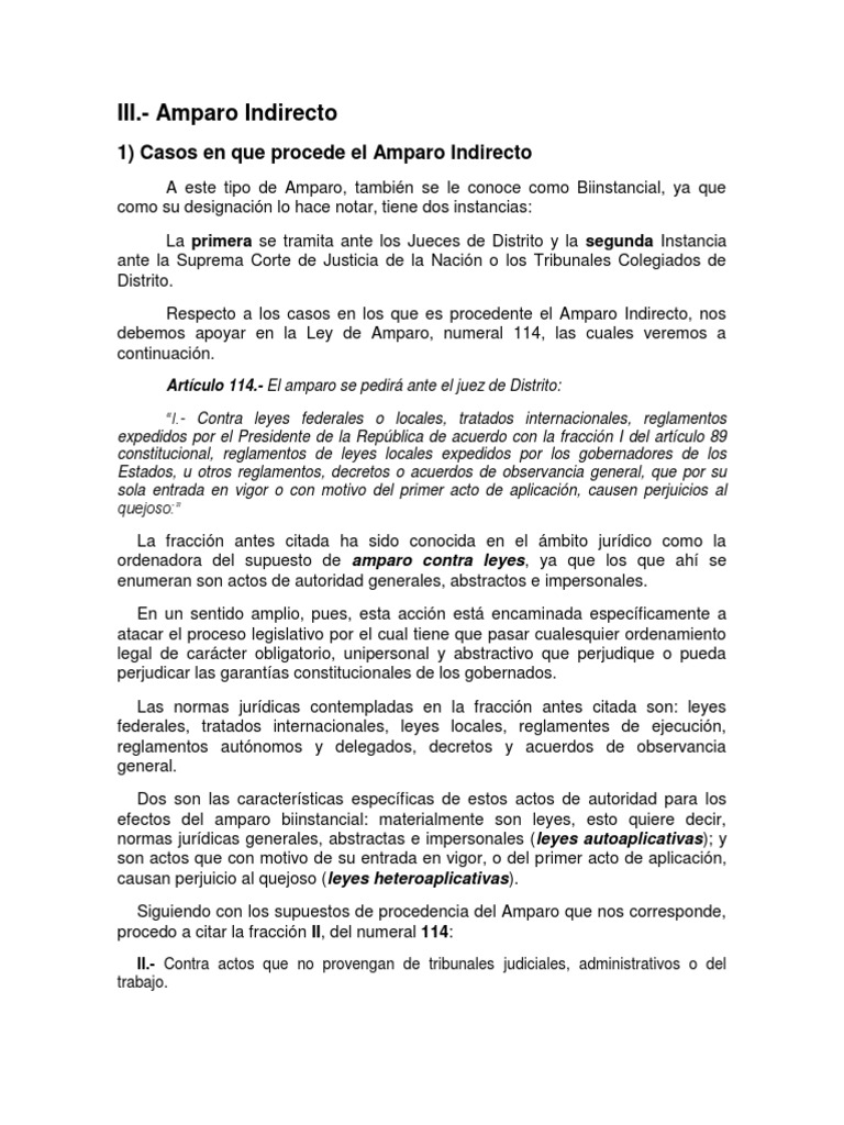 Casos y Procedencia del Amparo Indirecto | PDF | Caso de ley | Derecho ...