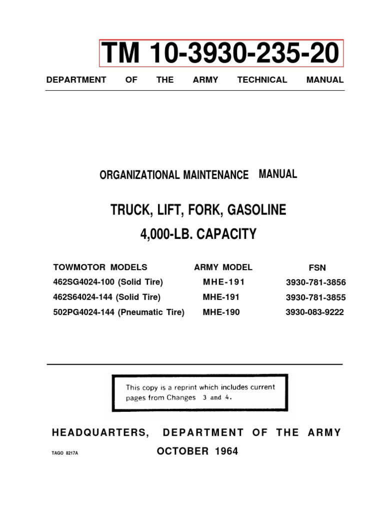 ForkLift Maintenance Manual TM 10-3930-235-20 | Distributor | Ignition  System