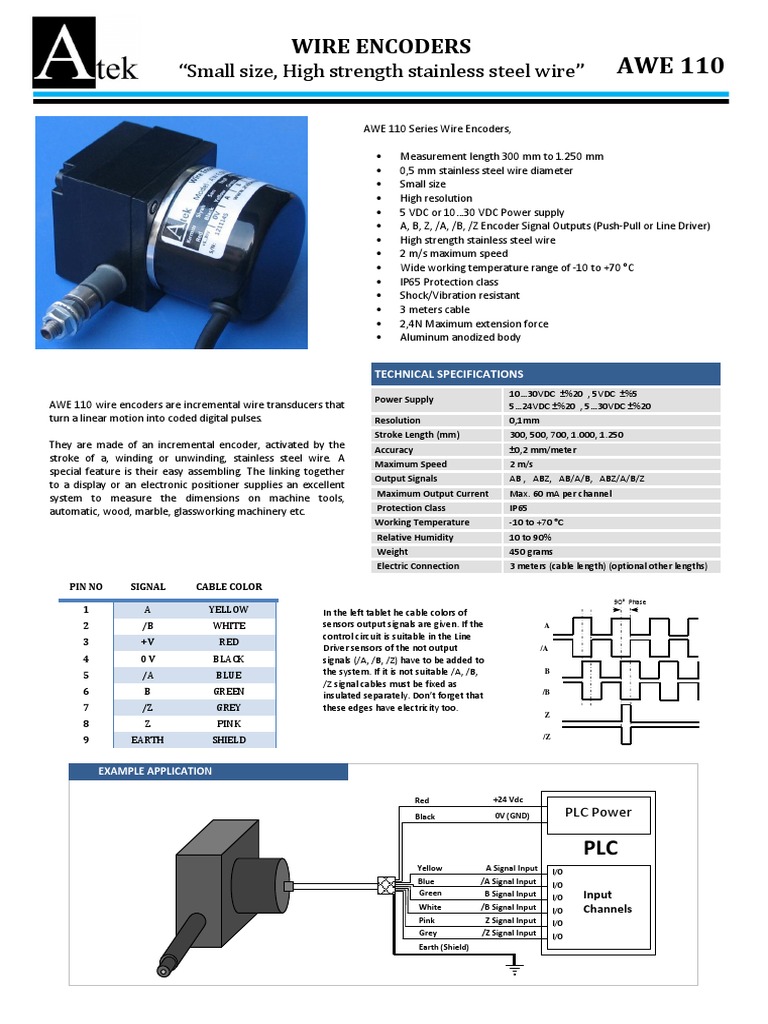 AWE 110 Wire Encoder Specifications | PDF | Cable | Wire