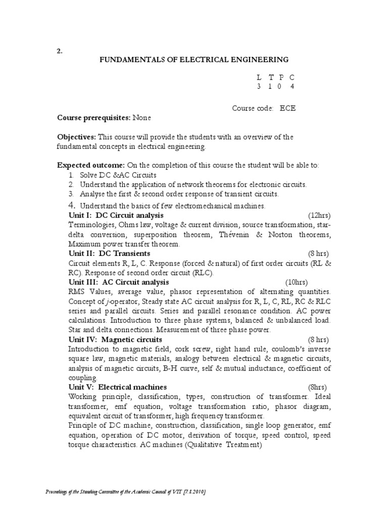 Ece102 Fundamentals-Of-electrical-Engineering TH 1.00 Sc05 | PDF