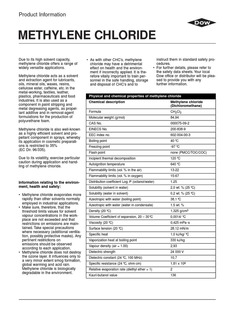 methylene chloride.pdf Solvent Solubility Free 30day Trial Scribd