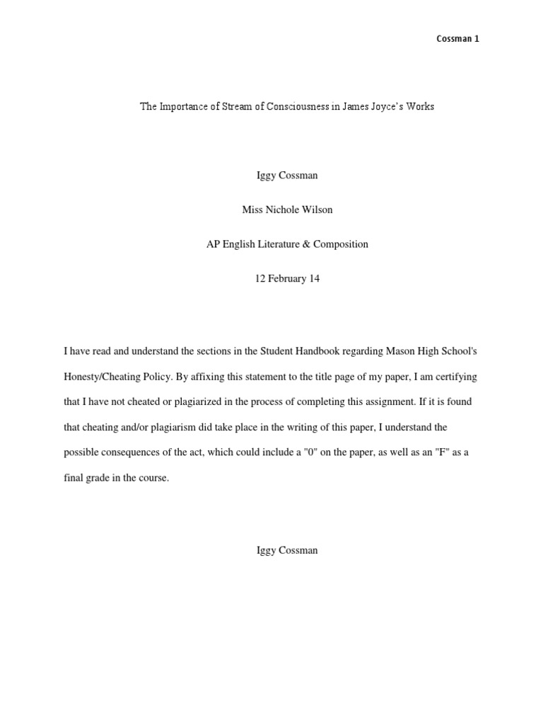 Stream of Consciousness in Joyce's Novels | PDF | James Joyce | Ulysses ...