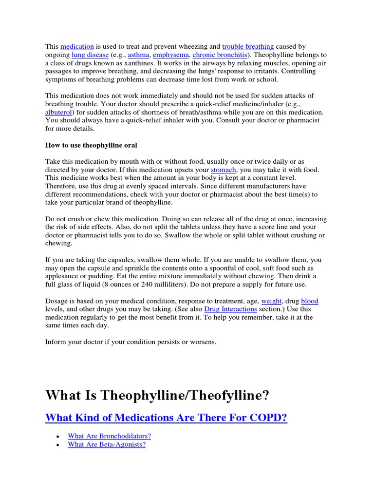 An InDepth Look at Theophylline Uses, Types, Dosages, Side Effects