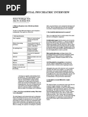 Robert Waldinger & Alan M. Jacobson : The Initial Psychiatric Interview