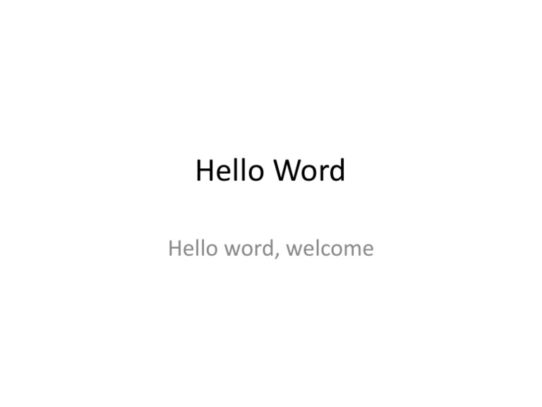 Hello Word | PDF