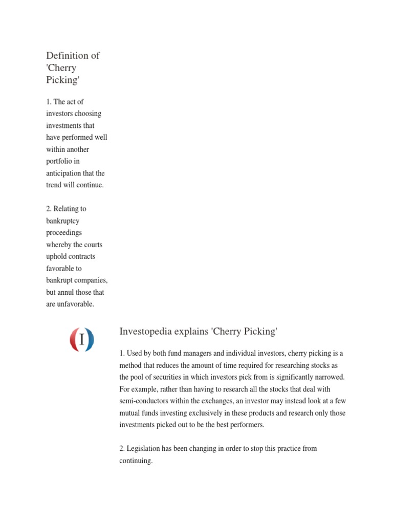 Understanding Cherry Picking in Investing | PDF