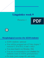 Linguistics Week 9: Phonetics 2