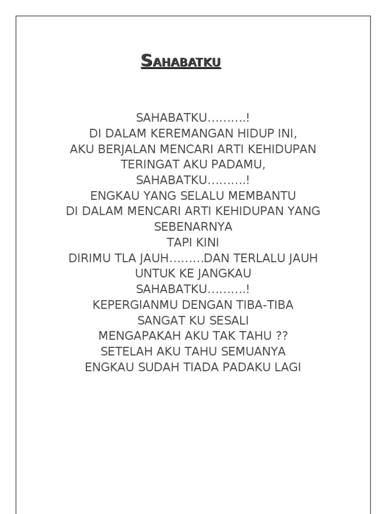 Puisi Sahabatku